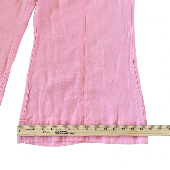 Ivy Jane Pink 100% Linen High Waisted Wide Leg Crop Pants - Size XL - Picture 8 of 10